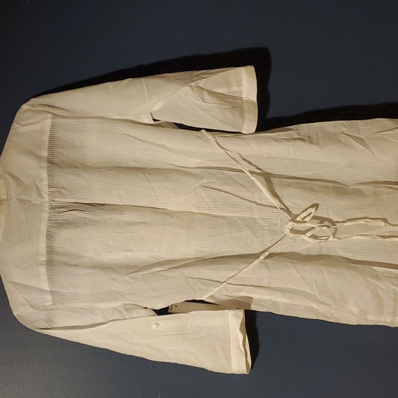 Calvin Klein Jeans size Large white shirt tunic length tie waste half sleeve - Picture 3 of 3